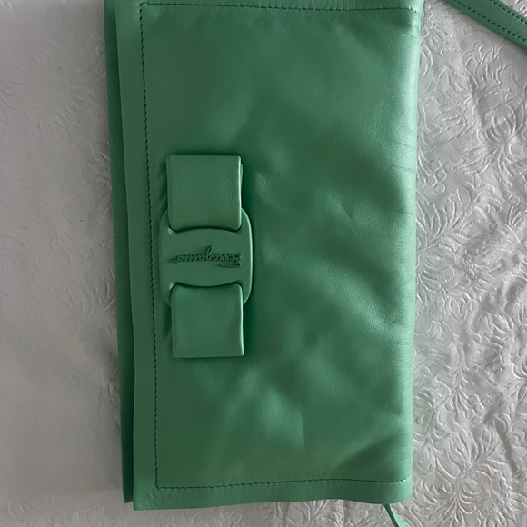 Salvatore Ferragamo Viva Mini Leather Shoulder Bag in Fresh Mint Green - Picture 12 of 15